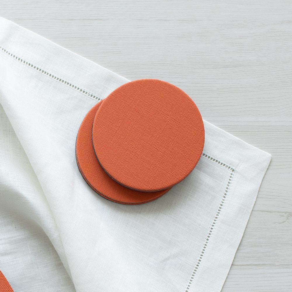 Felt-Backed Canvas Coasters | Orange